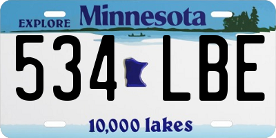 MN license plate 534LBE
