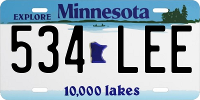 MN license plate 534LEE