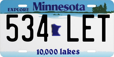 MN license plate 534LET