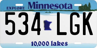 MN license plate 534LGK