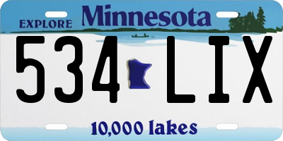 MN license plate 534LIX