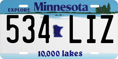 MN license plate 534LIZ