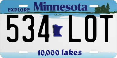 MN license plate 534LOT
