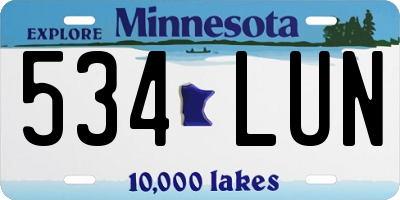 MN license plate 534LUN