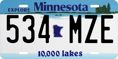 MN license plate 534MZE