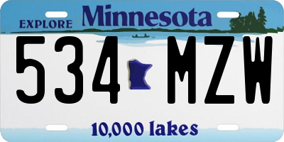 MN license plate 534MZW