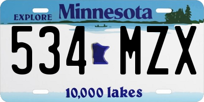 MN license plate 534MZX