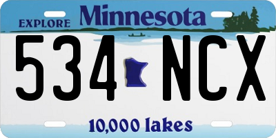 MN license plate 534NCX