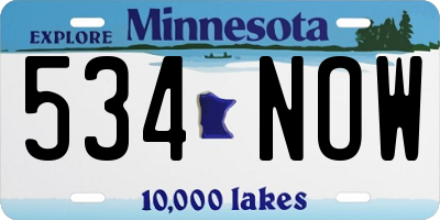 MN license plate 534NOW