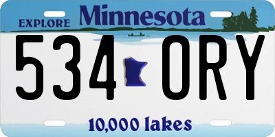 MN license plate 534ORY