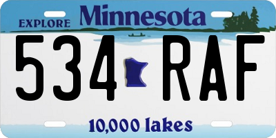 MN license plate 534RAF