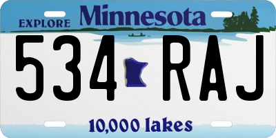 MN license plate 534RAJ