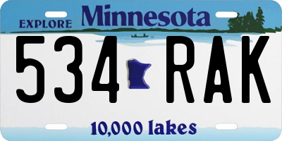 MN license plate 534RAK