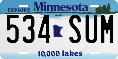 MN license plate 534SUM