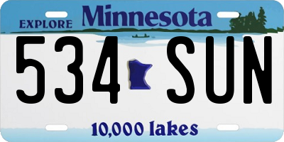 MN license plate 534SUN
