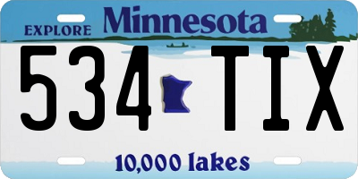 MN license plate 534TIX