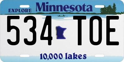 MN license plate 534TOE