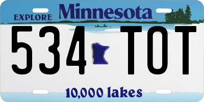 MN license plate 534TOT