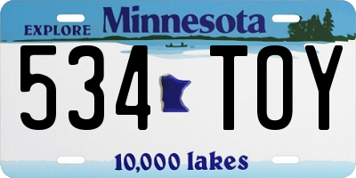 MN license plate 534TOY