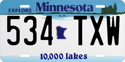 MN license plate 534TXW