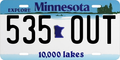 MN license plate 535OUT
