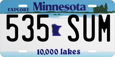 MN license plate 535SUM