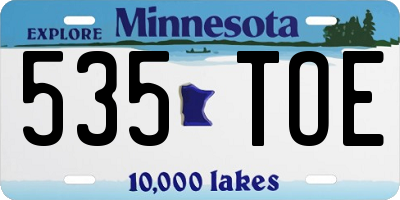 MN license plate 535TOE