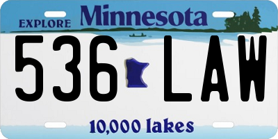 MN license plate 536LAW