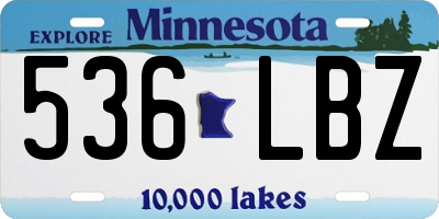MN license plate 536LBZ