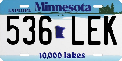 MN license plate 536LEK