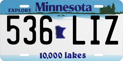 MN license plate 536LIZ