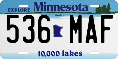 MN license plate 536MAF