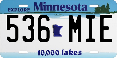 MN license plate 536MIE