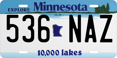 MN license plate 536NAZ