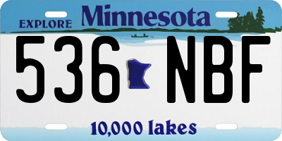 MN license plate 536NBF