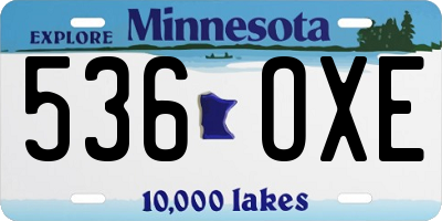 MN license plate 536OXE