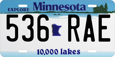 MN license plate 536RAE