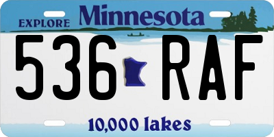 MN license plate 536RAF