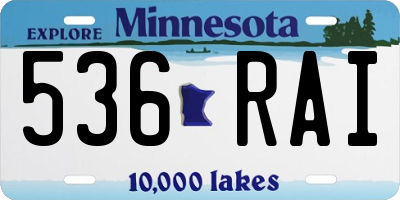 MN license plate 536RAI