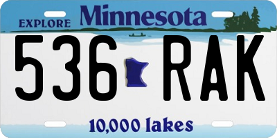 MN license plate 536RAK
