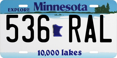 MN license plate 536RAL
