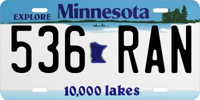 MN license plate 536RAN