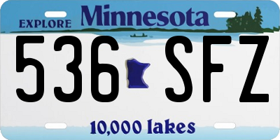 MN license plate 536SFZ