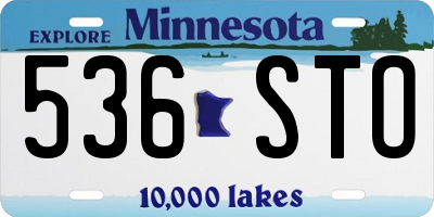 MN license plate 536STO