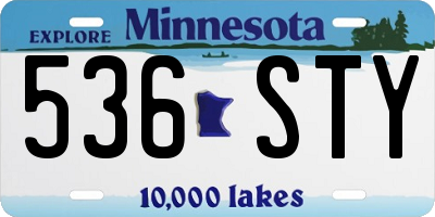 MN license plate 536STY