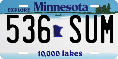 MN license plate 536SUM