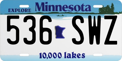MN license plate 536SWZ