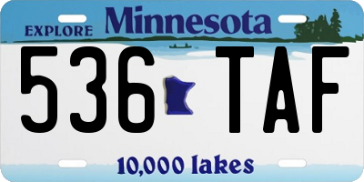 MN license plate 536TAF