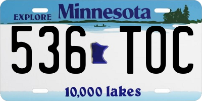 MN license plate 536TOC