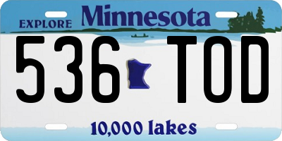 MN license plate 536TOD